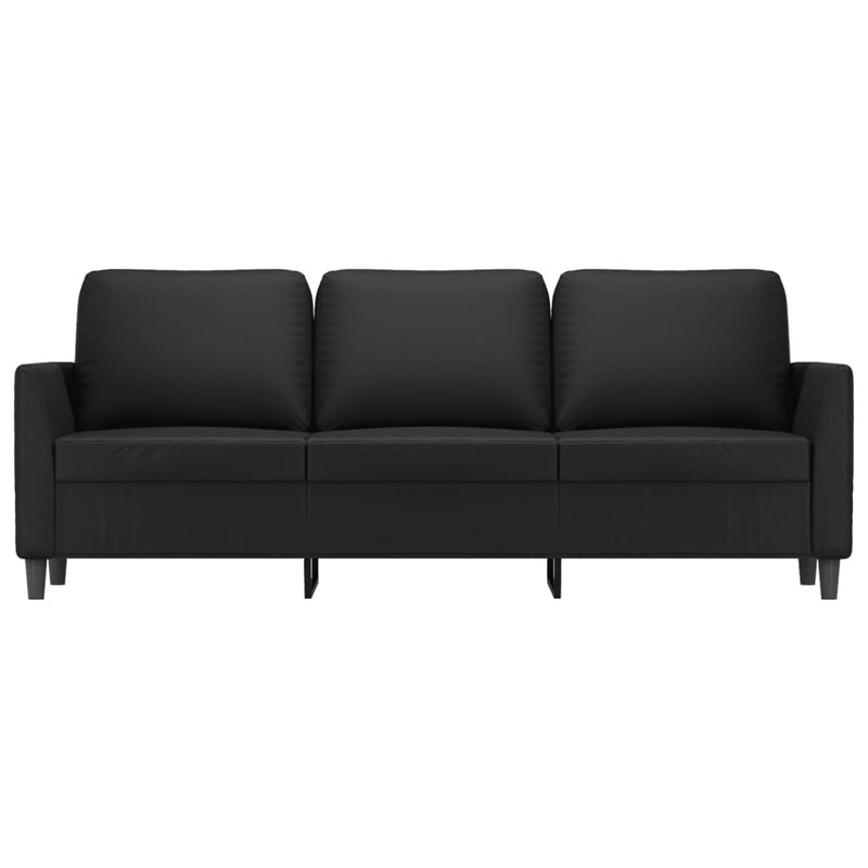 3-Seater Sofa Black 180 cm Faux Leather