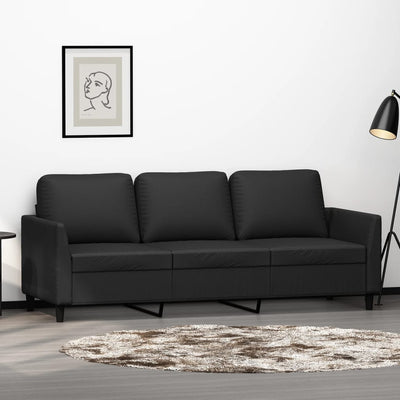 3-Seater Sofa Black 180 cm Faux Leather