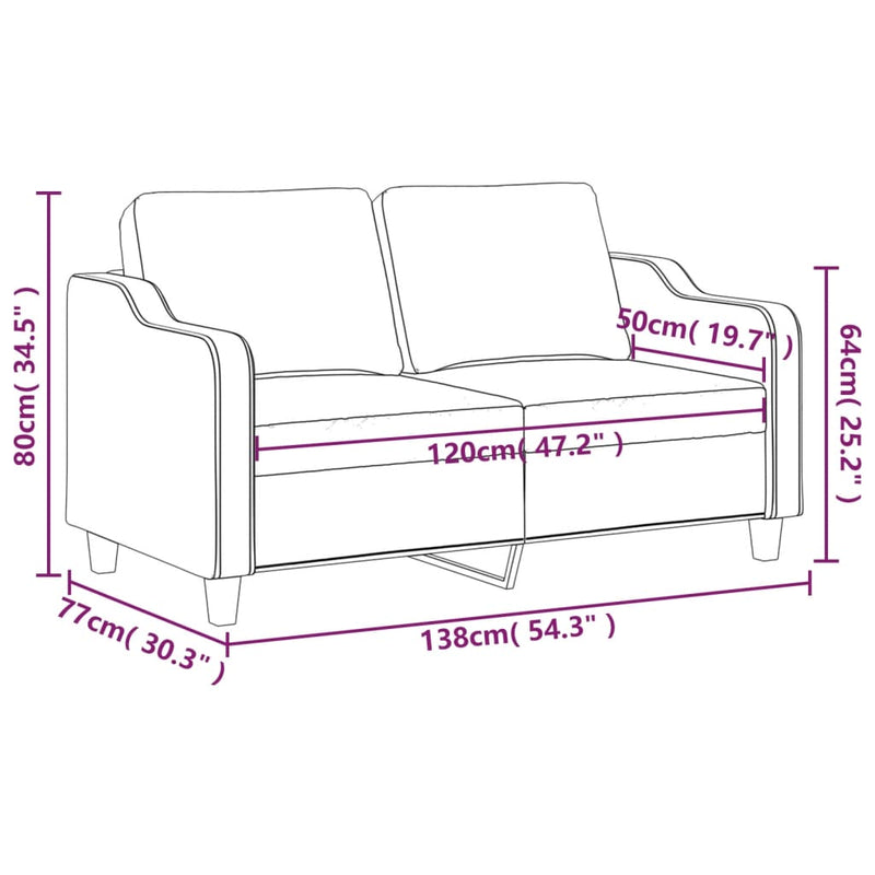 2-Seater Sofa Black 120 cm Fabric