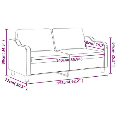 2-Seater Sofa Black 140 cm Fabric