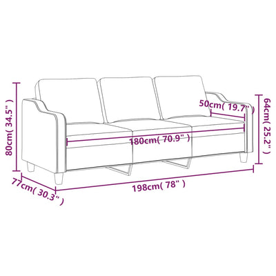 3-Seater Sofa Dark Grey 180 cm Fabric