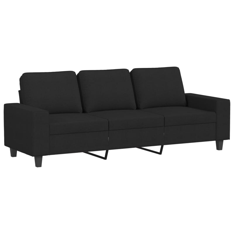 3-Seater Sofa Black 180 cm Fabric