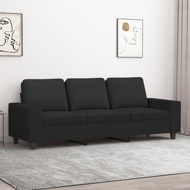 3-Seater Sofa Black 180 cm Fabric