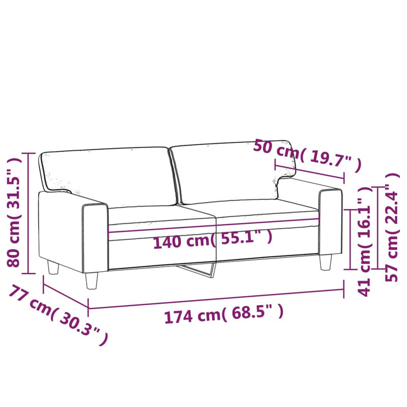 2-Seater Sofa Black 140 cm Faux Leather