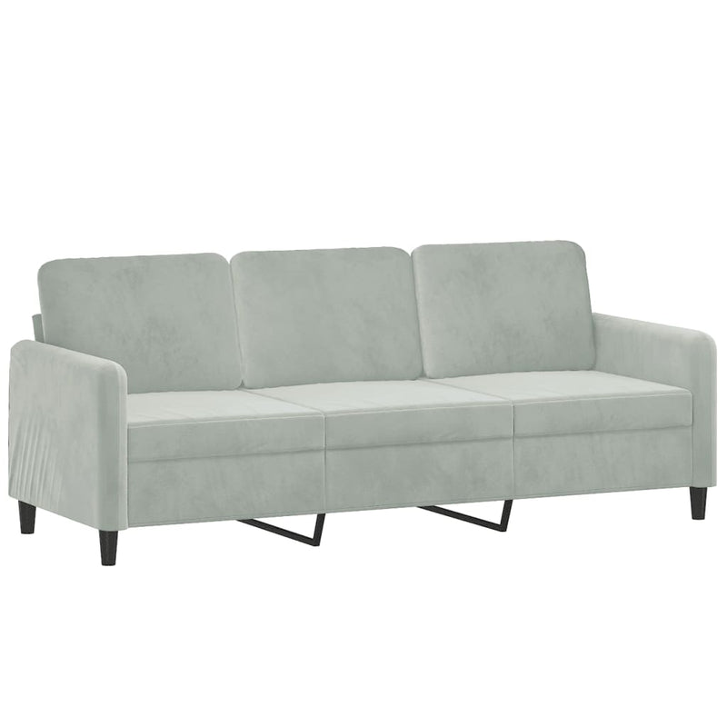 3-Seater Sofa Light Grey 180 cm Velvet