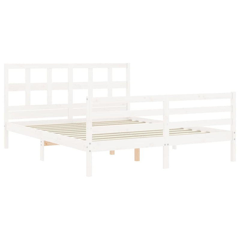 Bed Frame without Mattress White 150x200 cm Solid Wood