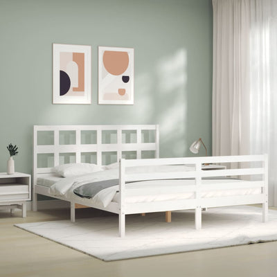 Bed Frame without Mattress White 150x200 cm Solid Wood