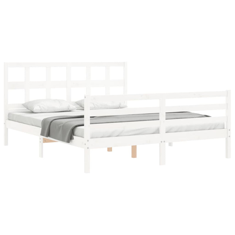 Bed Frame without Mattress White 150x200 cm Solid Wood