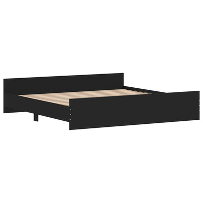 Bed Frame with Headboard and Footboard Black 183x203 cm King Size