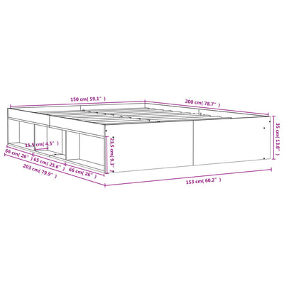 Bed Frame without Mattress Black 150x200 cm