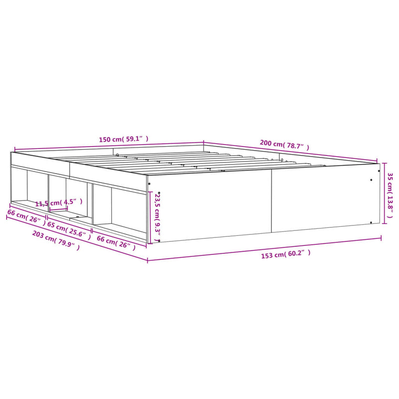 Bed Frame without Mattress Black 150x200 cm