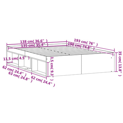 Bed Frame Sonoma Oak 137x187 cm Single Size