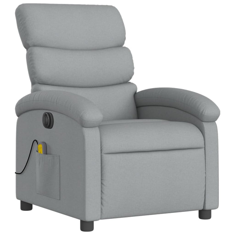 Electric Massage Recliner Chair Light Grey Fabric