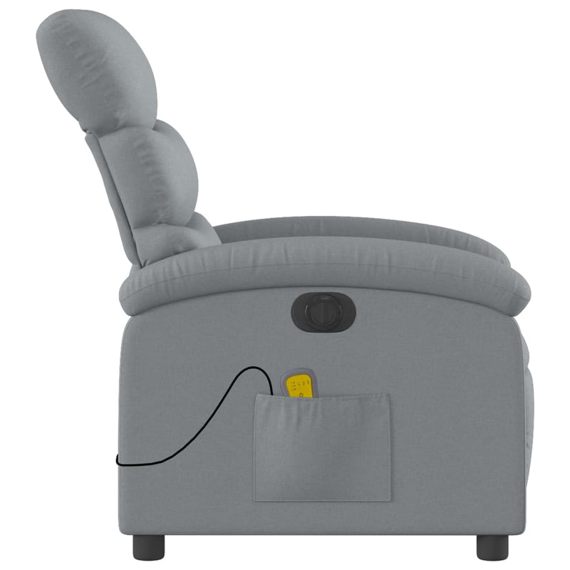 Electric Massage Recliner Chair Light Grey Fabric