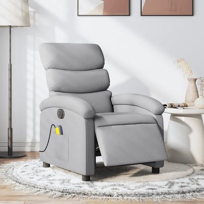 Electric Massage Recliner Chair Light Grey Fabric