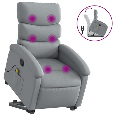 Stand up Massage Recliner Chair Light Grey Fabric