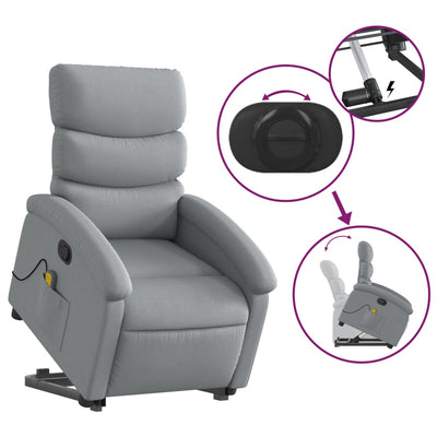 Stand up Massage Recliner Chair Light Grey Fabric