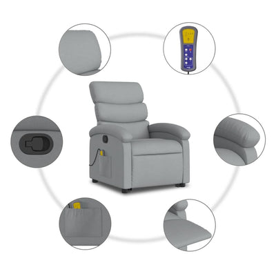 Stand up Massage Recliner Chair Light Grey Fabric