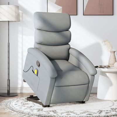 Stand up Massage Recliner Chair Light Grey Fabric