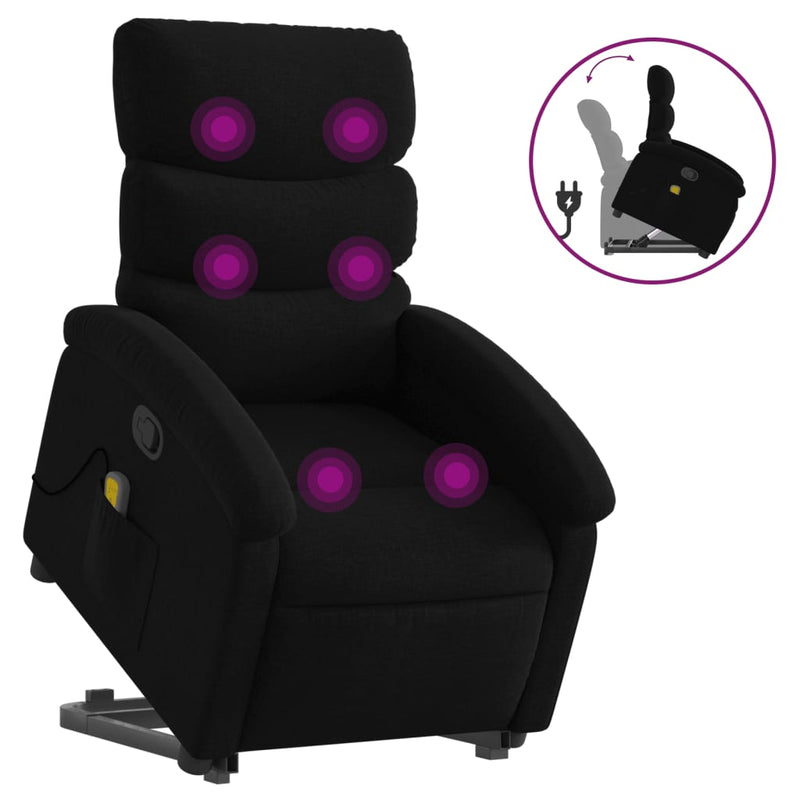 Stand up Massage Recliner Chair Black Fabric