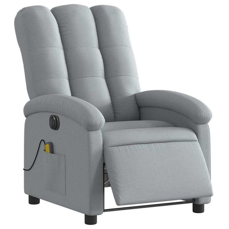 Electric Massage Recliner Chair Light Grey Fabric