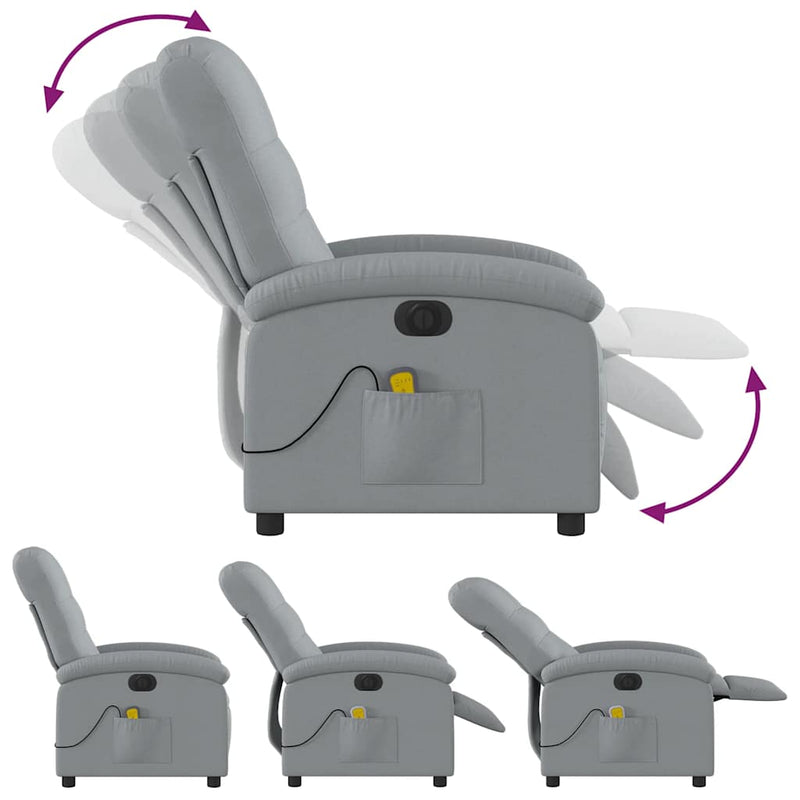 Electric Massage Recliner Chair Light Grey Fabric