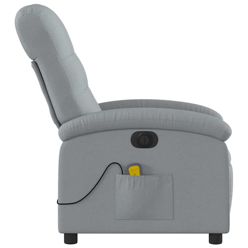 Electric Massage Recliner Chair Light Grey Fabric