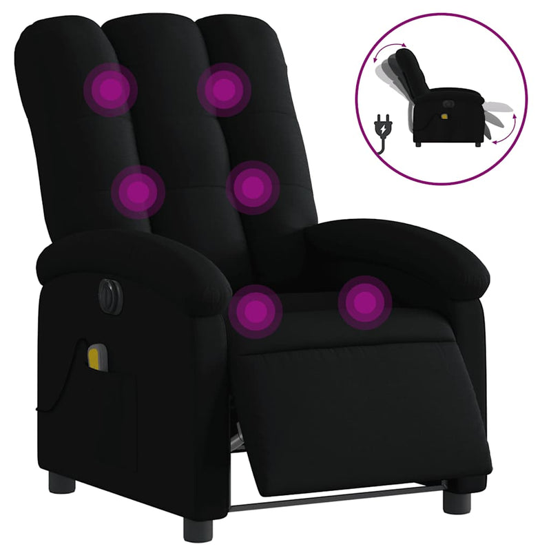 Electric Massage Recliner Chair Black Fabric