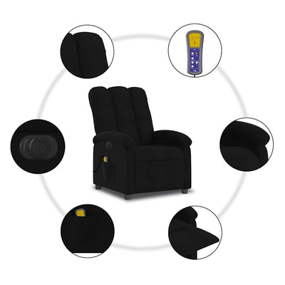 Electric Massage Recliner Chair Black Fabric