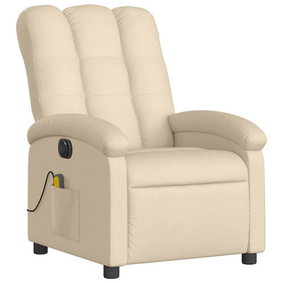 Electric Massage Recliner Chair Cream Fabric