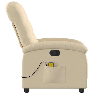 Electric Massage Recliner Chair Cream Fabric