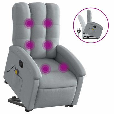 Stand up Massage Recliner Chair Light Grey Fabric