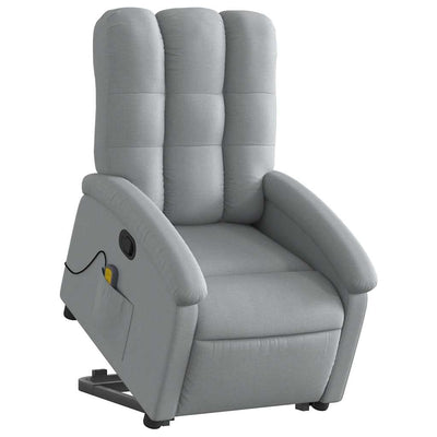 Stand up Massage Recliner Chair Light Grey Fabric