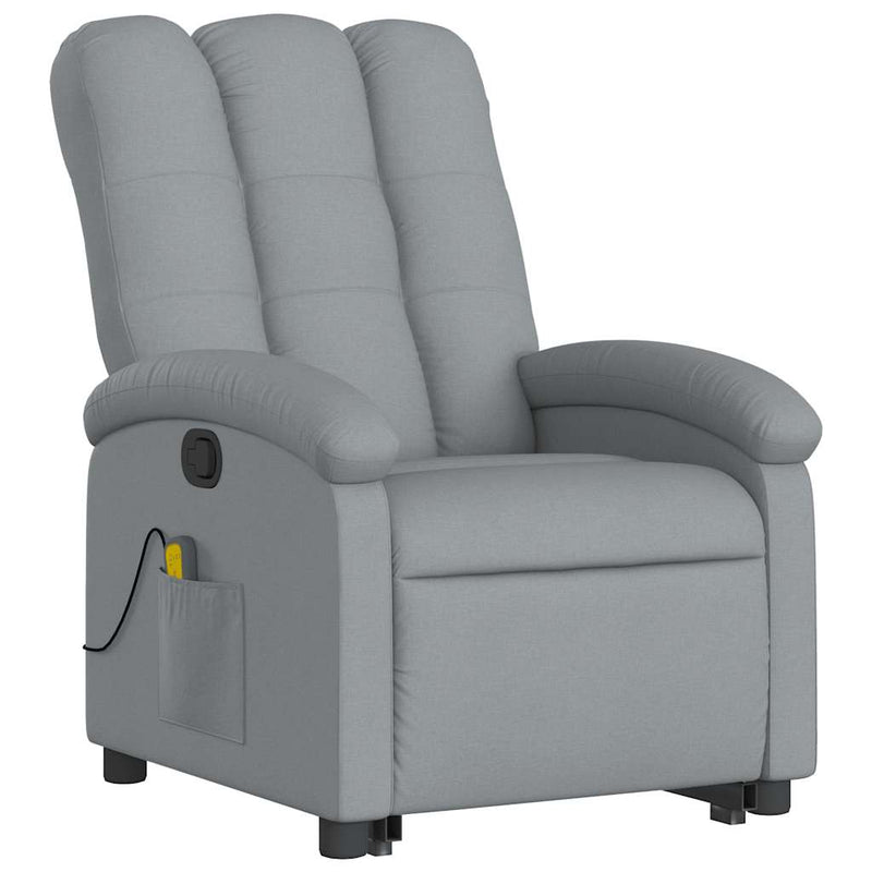 Stand up Massage Recliner Chair Light Grey Fabric