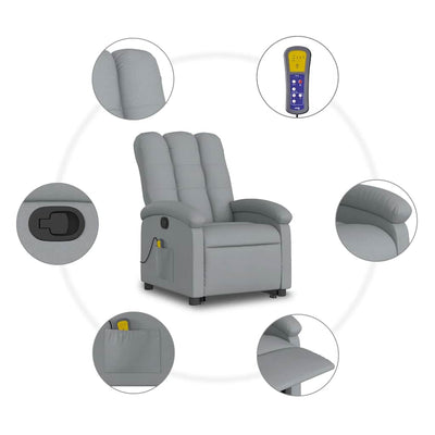 Stand up Massage Recliner Chair Light Grey Fabric