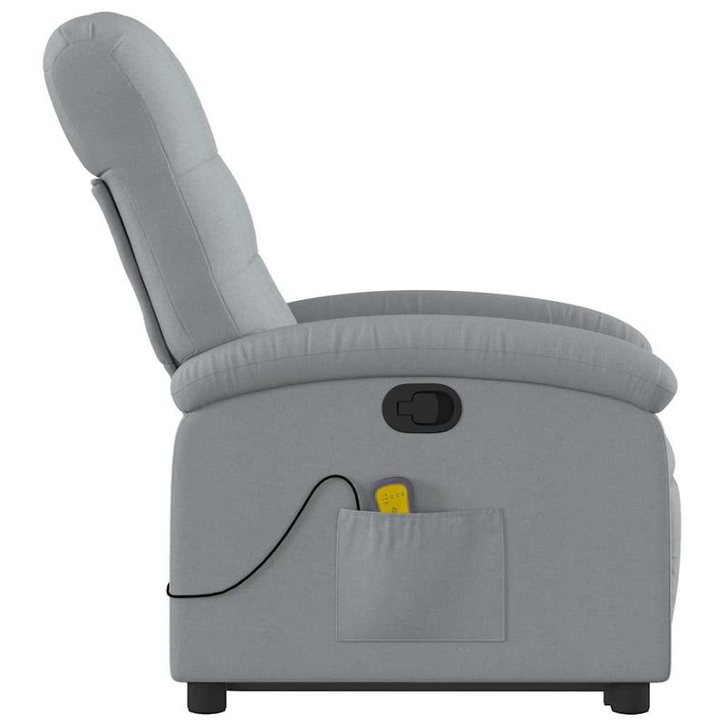 Stand up Massage Recliner Chair Light Grey Fabric