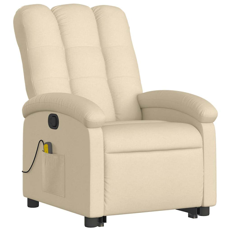 Stand up Massage Recliner Chair Cream Fabric