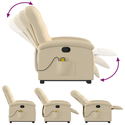 Stand up Massage Recliner Chair Cream Fabric