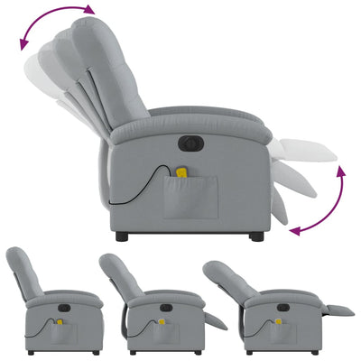 Electric Stand up Massage Recliner Chair Light Grey Fabric