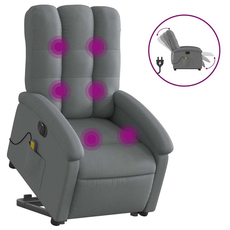 Electric Stand up Massage Recliner Chair Dark Grey Fabric