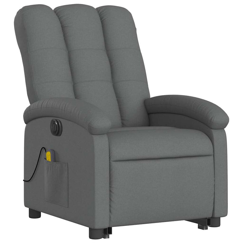 Electric Stand up Massage Recliner Chair Dark Grey Fabric