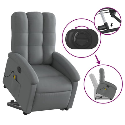 Electric Stand up Massage Recliner Chair Dark Grey Fabric