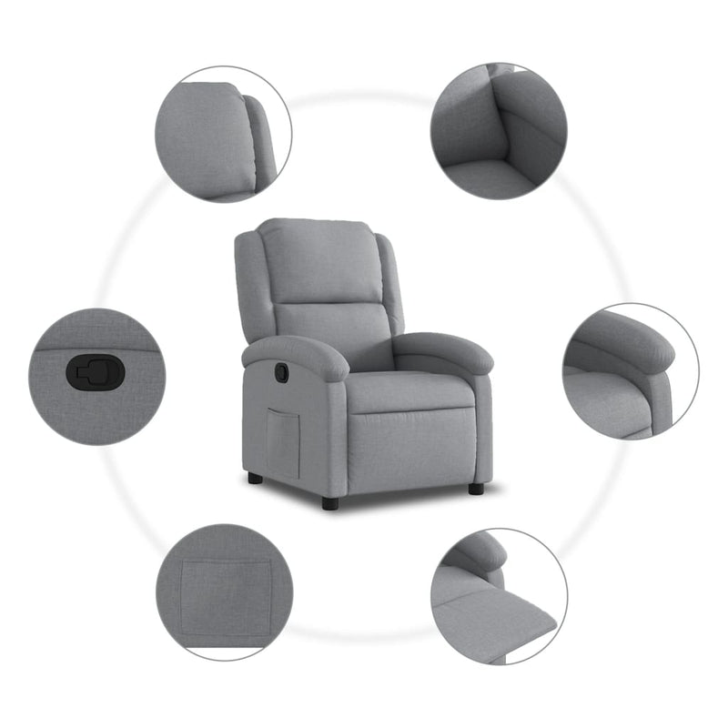 Recliner Chair Light Grey Fabric