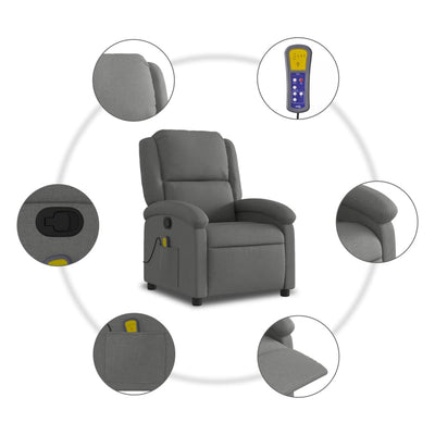 Massage Recliner Chair Dark Grey Fabric