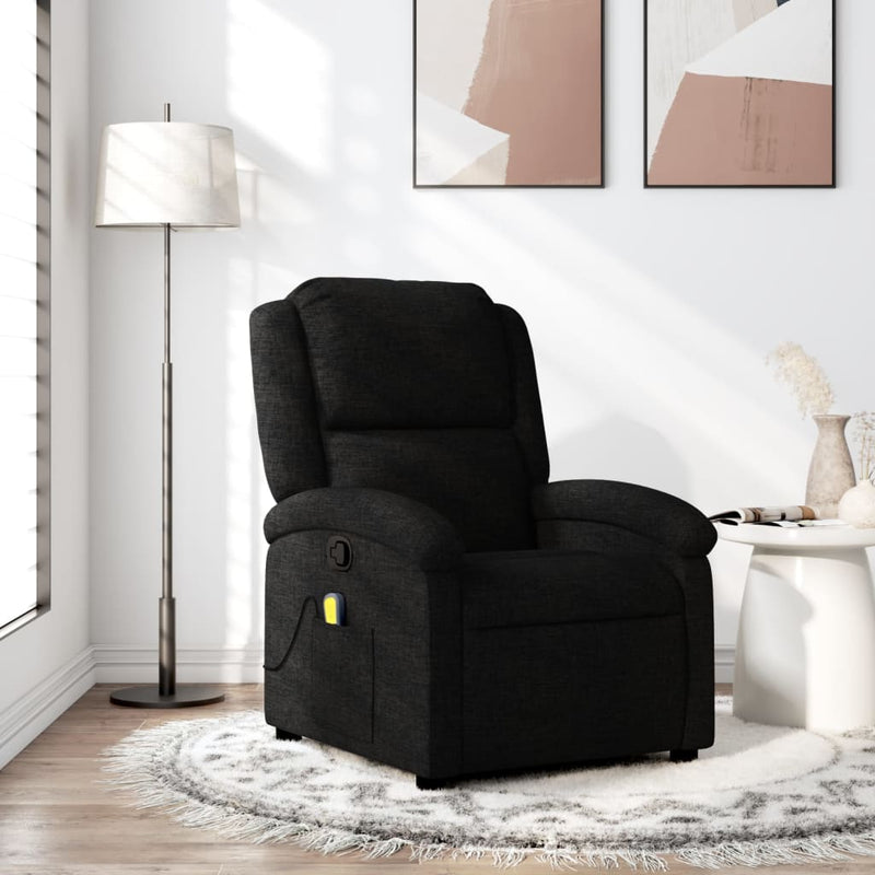 Massage Recliner Chair Black Fabric