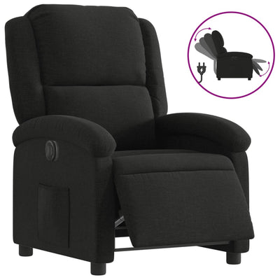 Electric Recliner Chair Black Fabric