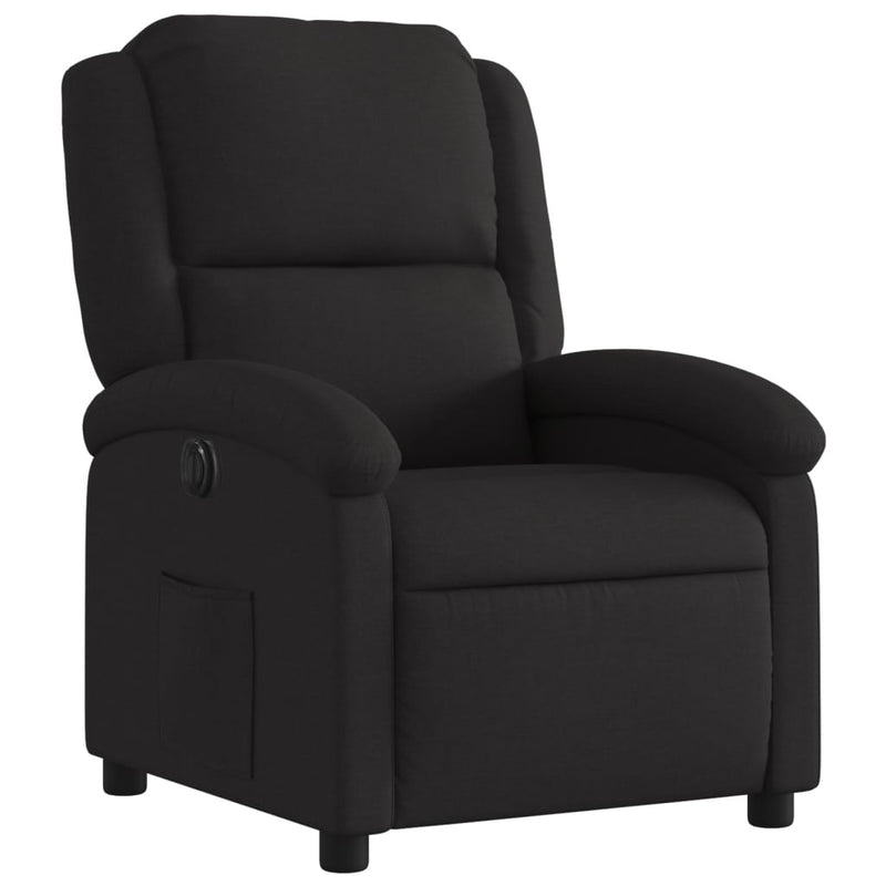 Electric Recliner Chair Black Fabric