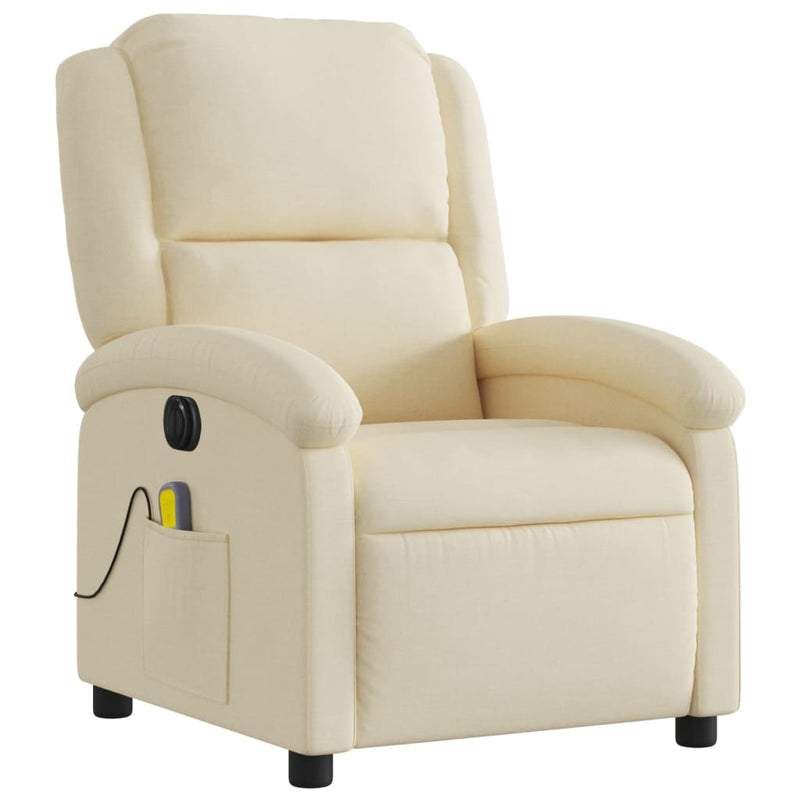 Electric Massage Recliner Chair Cream Fabric