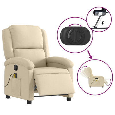 Electric Massage Recliner Chair Cream Fabric