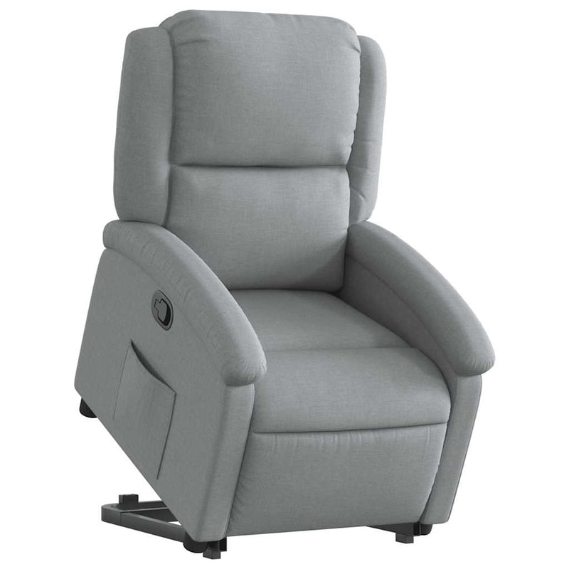 Stand up Recliner Chair Light Grey Fabric